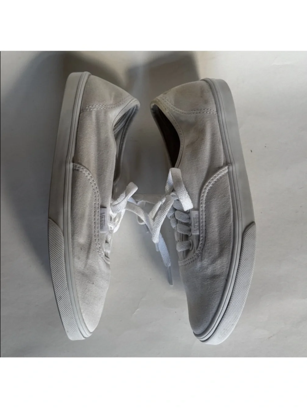 VANS Authentic White Canvas Lace Up Deck Sneaker Shoes 7.5 $55 GUC